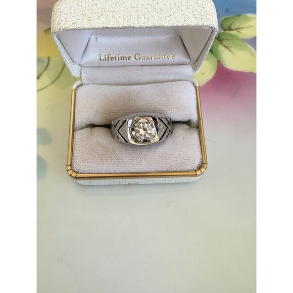 Vintage MCM Vargas Mens Sterling Ring Sz 12.5 Clear Spinel stone 13.5 grams